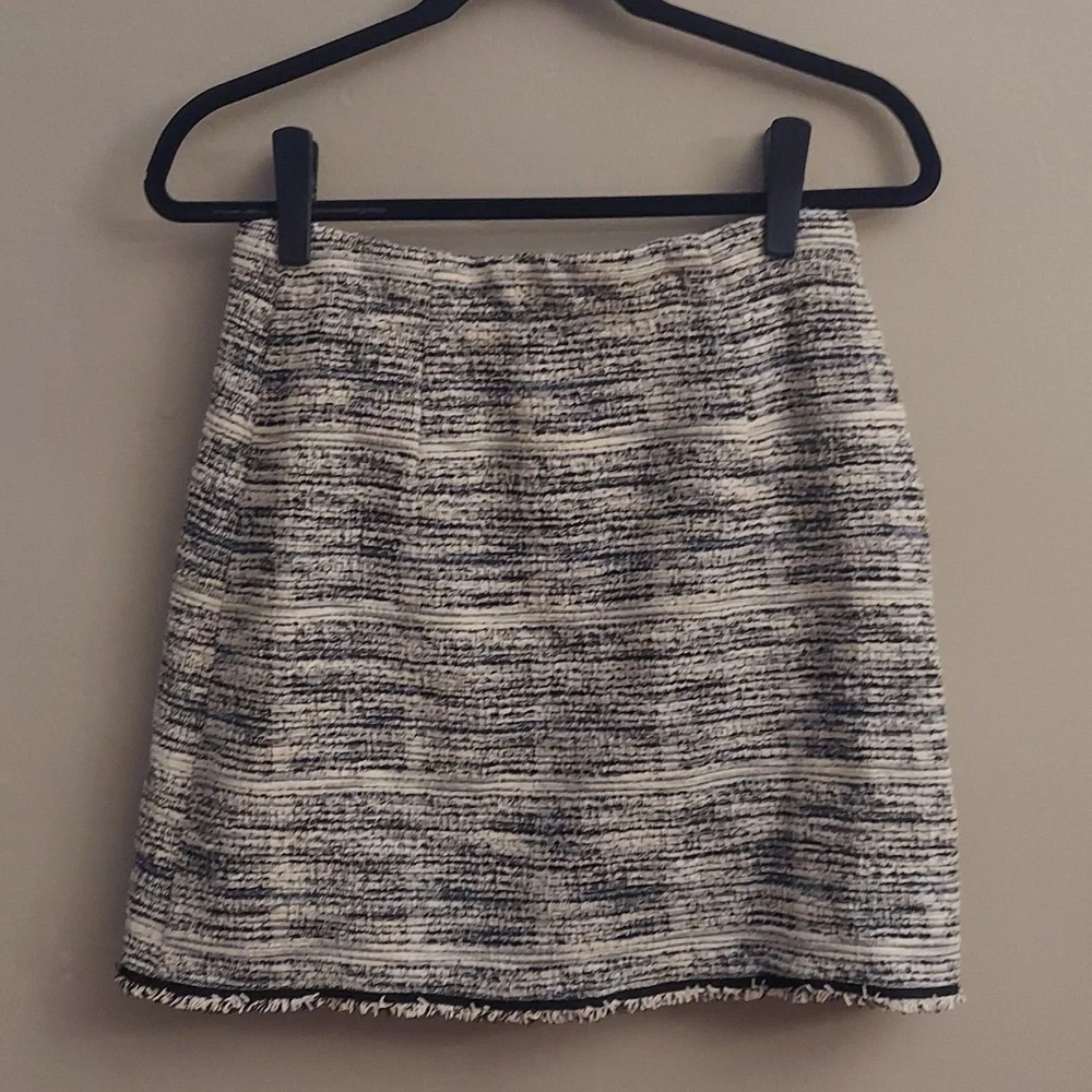 MAX STUDIO Chic Navy/White Tweed Mini Faux Wrap Skirt - Picture 8 of 12